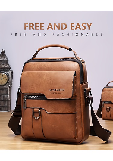 Erkekler İçin Çapraz Askılı Çanta Üst Düzey Erkek Omuz Çantası Retro İş Sırt Çantası Erkek Çantası Günlük Omuz Çantası Açık Kahverengi