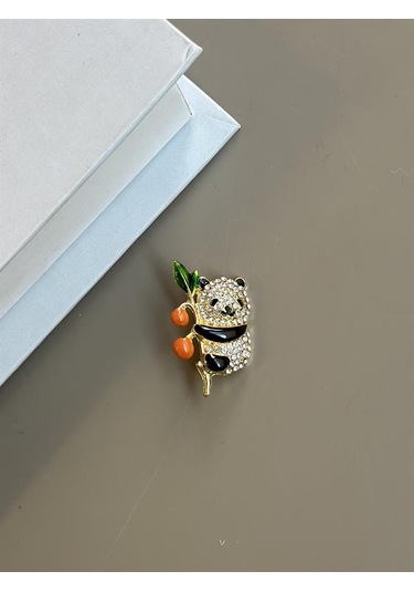 Panda Broş - Beyaz Beyaz