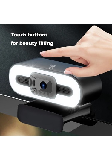 Dashanshop 3k/4k Webcam Gürültü Önleyici Mikrofon Dokunmatik Aydınlatma Işık Halkası Pc/mac Uyumlu