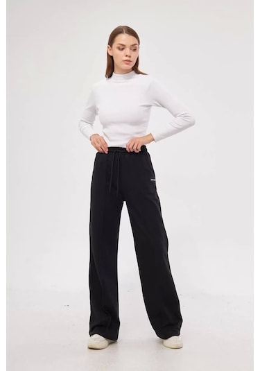 İki İplik Bol Paça Eşofman Pantalon - Siyah Siyah