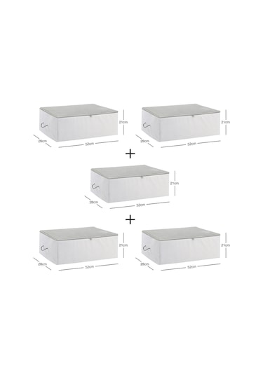 Ocean Home Textile 5'li Orta Boy Gri Çizgili Stuff & Things Hurç Set 52 x 28 x 21 cm