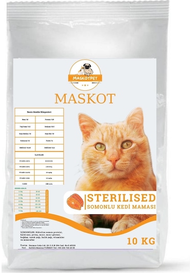 Maskot Kısırlaştırılmış Somonlu Yetişkin Kedi Maması 10 KG