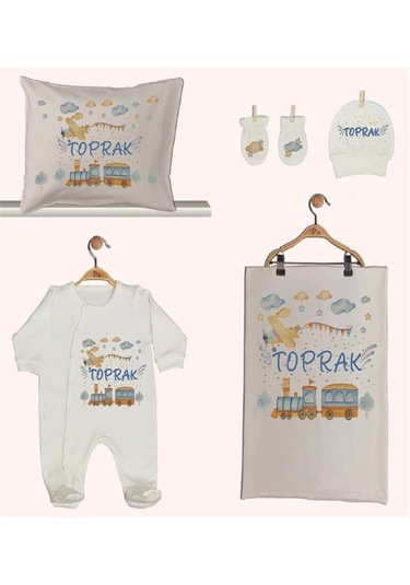 Pia Baby Gl 1944-02 İsme Özel Beşli Tulum Set Krem