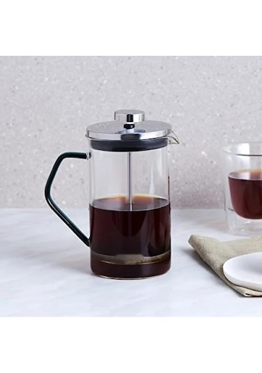 Borosilikat Cam French Press - Cool Green Renk, 600 Ml Açık Mavi