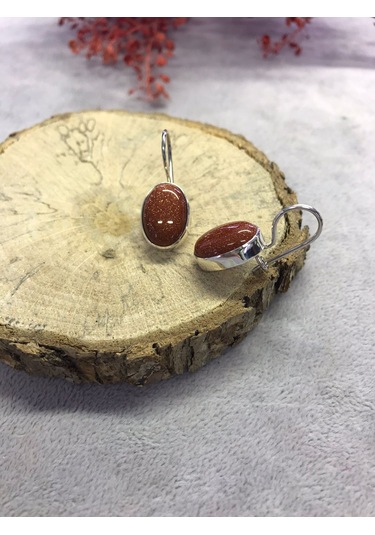 Doğal Yıldız Taşı Gümüş Küpe 925 Ayar