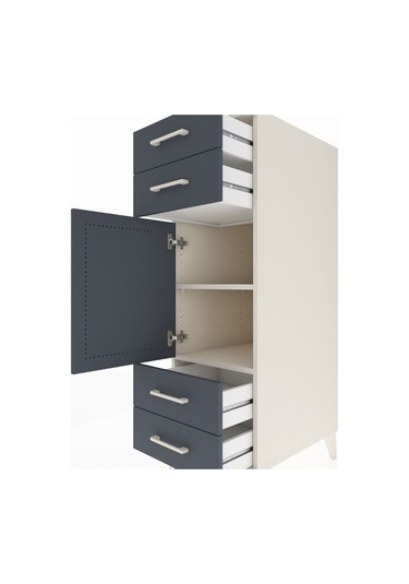 Kronos Dolap 2 Raflı 4 Çekmeceli Tek Kapaklı 44x59x134 Aytaşı-antrasit Aytası