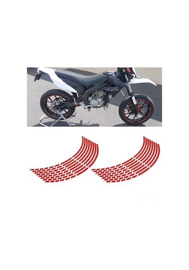 Reedark 16 Adet Kırmızı Pet Jant Sticker - 16-18 İnç Jantlar İçin Yalıtkan, Su Geçirmez, Dayanıklı Yansıtıcı Şerit