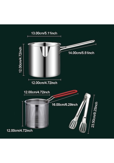 304 Paslanmaz Çelik Süt Tenceresi Mutfak İçin Yardımcı Gıda Pot Patates Kızartması F Tempura Fritöz Tava Süzgeçli Tencere 56435032