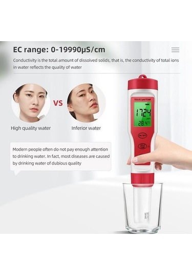 Dancemonkey 4'ü 1 Arada Dijital Su Kalite Cihazı: Ph/tds/ec/sıcaklık Ölçer