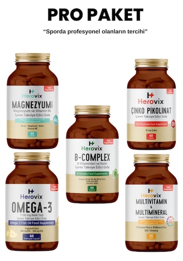Herovix Sporculara Özel Takviye Edici Gıda Seti 5 x 60 Tablet
