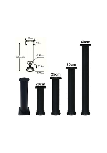 Ayarlı Ayak 25 Cm Siyah