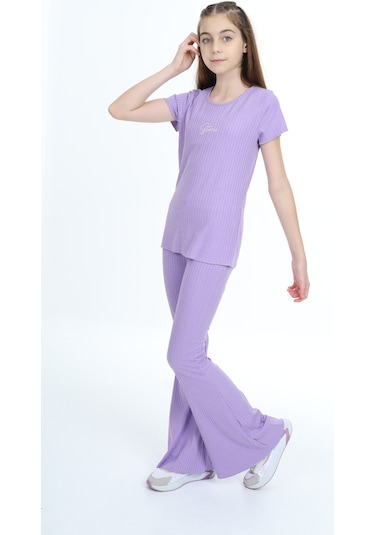 Toontoy Kız Çocuk Storie Nakışlı Eşofman Takım Lila