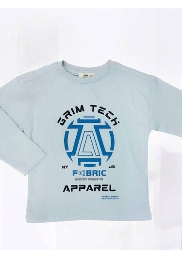 Çikoby Erkek Çocuk Grim Tech Yazılı İnce Uzun Kollu Pamuklu Tshirt-14867 Gri