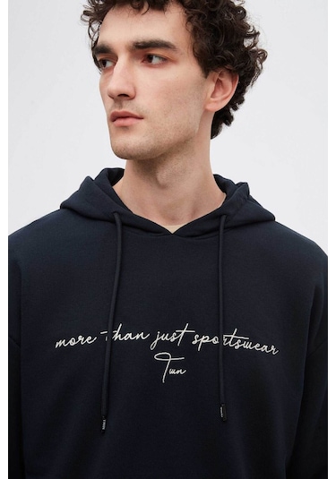 D's Damat Relaxed Fit Lacivert Nakışlı Sweatshirt 3ECE24ORT0493 Lacivert