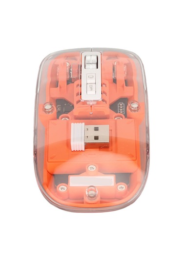 Kablosuz 2.4g Bluetooth Şeffaf Fare 2400 Dpı Şarj Edilebilir 400mah Rgb Renkli Kablosuz Fare Turuncu