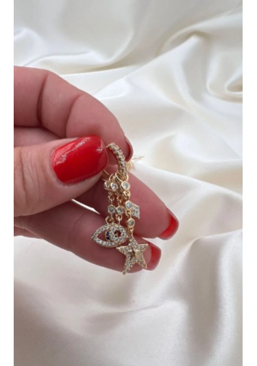 Bb Çoklu Charm Küpe Altın