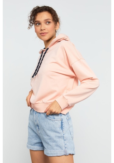 Tommy Life Pembe Uzun Kol Rahat Form Kapüşonlu Kadın Sweatshirt - 97115 Pembe Tommy Life Pembe Uzun Kol Rahat Form Kapüşonlu Kadın Sweatshirt - 97115 Pembe