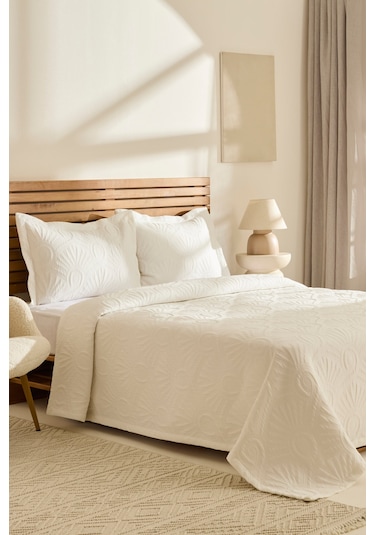Kaşmir Home Balance Çift Kişilik Yatak Örtüsü Takımı Offwhite Beyaz