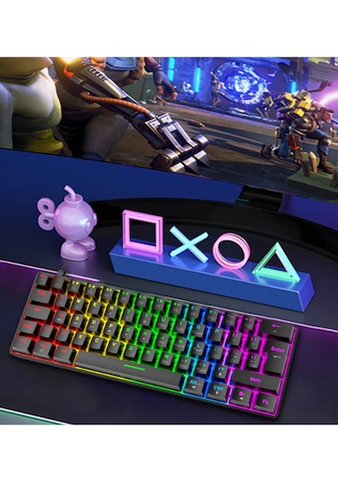 T60 Rgb Mavi Switch Mekanik Siyah Klavye Kablolu Gaming Driverli Oyuncu Klavyesi T60 Mini Q Klavye