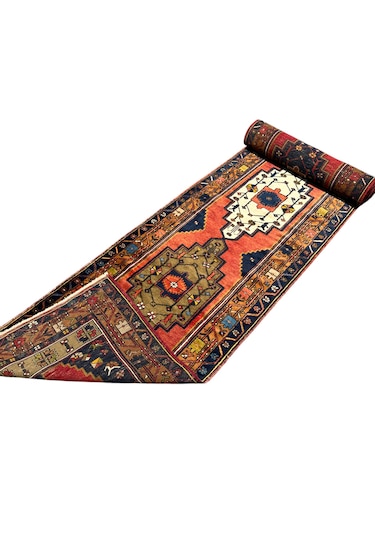 El Dokuma Antika Koleksiyonluk Yahyalı Halısı Yolluk 72x475 Kök Boya %100 Yün Kiremit