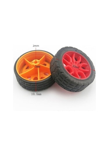 Ø30mm Çap A Kalite 4 Adet Kauçuk Tekerlek Ve 2 Adet Mil Seti