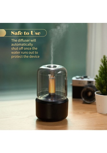 Suofeng Küçük Masaüstü Aromaterapi Makinesi - Retro Mum Işığı Efektiyle, Otomatik Kapanma Özelliği, Sessiz Nemlendirici Ve Gece Lambası