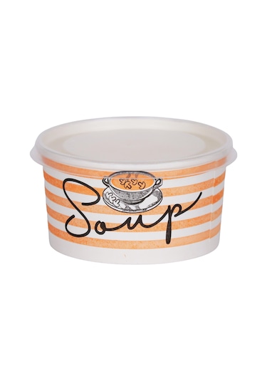 Kapaklı Karton Çorba Kasesi 14 Oz - 25 Adet