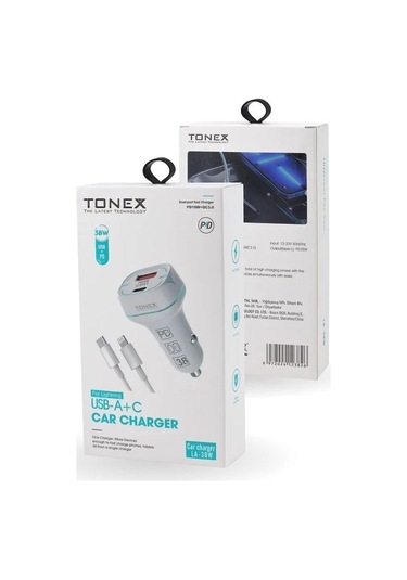 Tonex 38w 2 Girişli Type-c To Lightning Kablolu Araç Şarjı Işıklı La-38w