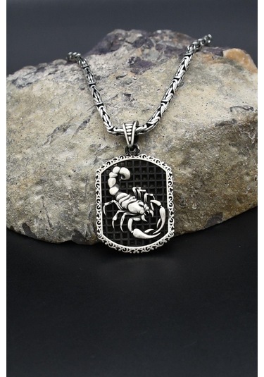 Akrep Figürlü 925 Ayar Gümüş Kolye Kral Zincir 2mm 902419 Gümüş