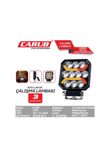 Lamba Çalışma12-24v Bey+sarı+kırm Foksiyon Adet
