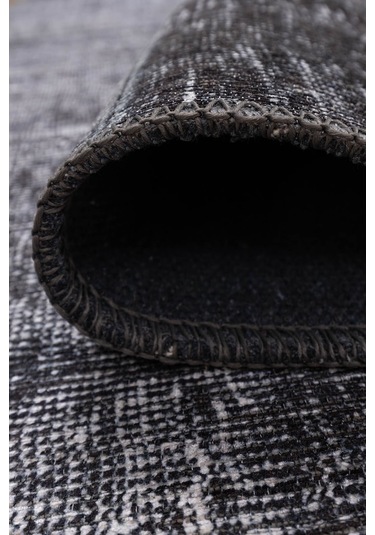 Jazz Patchwork Desenli Dokuma Taban Dekoratif Siyah Halı (Al 81)