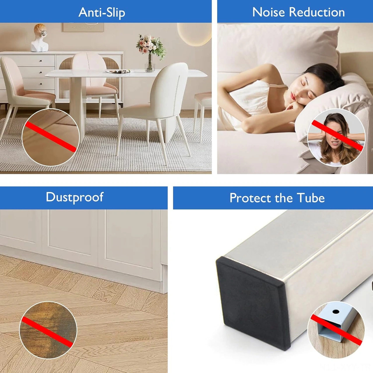 Yaleker 32 Adet 2.5x2.5x1.4cm Siyah Plastik Kare Boru Tıkanıcısı, Metal Boru护栏 Ve Mobilya Ayakları İçin Kayma Önleyici Korumalı Uyumlu Kapaklar Siyah