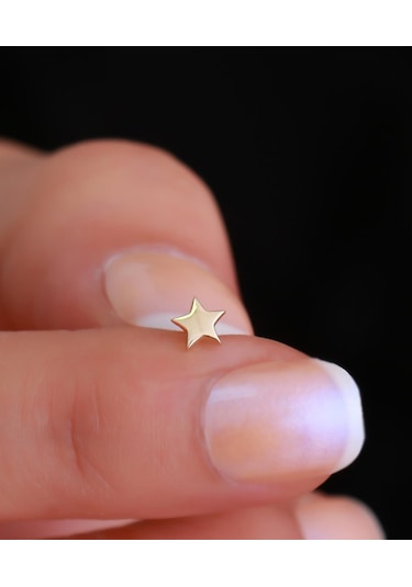 14 Ayar Altın Yıldız Tragus Piercing Sarı Altın