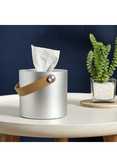 Homyl Gece Sehpası Oturma Odası Şifonyer Için Pu Gümüş Gümüş