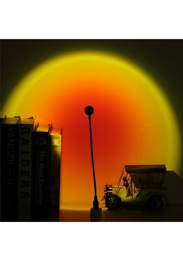 Beyaz Gün Batımı Lambası Usb Kahve Dükkanı Duvar Dekor Işıkları 28cm Çok Renkli