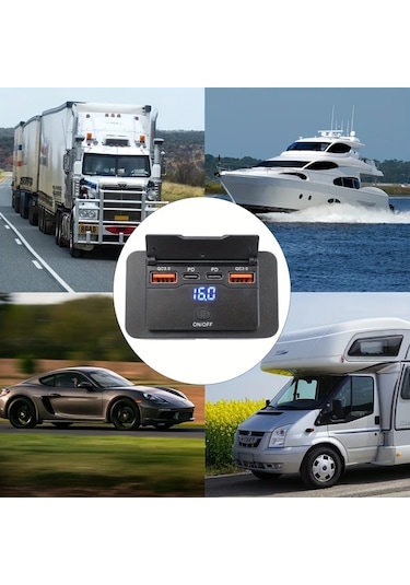 Stil A Duvara Montaj İçin Tasarlanmış, Usb C Ve Çift Qc 3.0 Araç Usb Bağlantı Noktaları İle Donatılmış, Düğme Anahtarı, Çok Bağlantılı Güç Soketi, Araçlarda, Otobüslerde, Karavanlarda Ve Kamyonlarda Dıy Aksesuarları İçin Uygun, Pil Olmadan