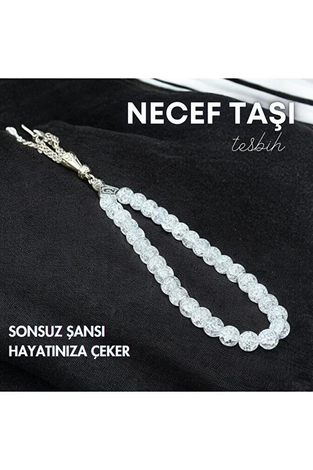 Şans Tesbihi - Necef Taşı Gerçek Doğal Taş Tesbih Çok Renkli