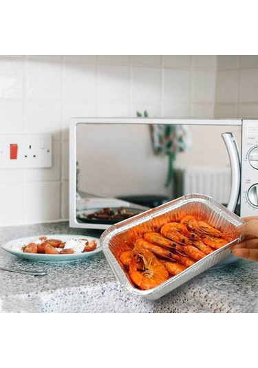 Jeemson 50 Adet Tek Kullanımlık Alüminyum Folyo Kutu - Izgara, Fırın Ve Balık Pişirme İçin 17.5x11x4 Cm Çok Renkli