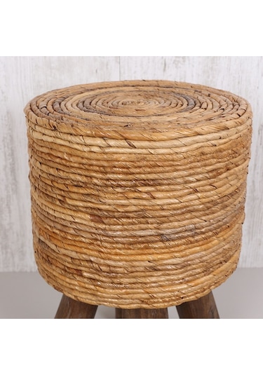 Muz Yaprağı Puf & Stools-doğal Teak Ağacı Gövde 32x50 Cm Bej