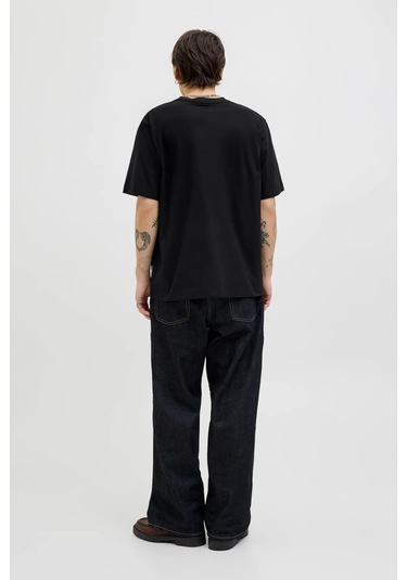 Jack & Jones Erkek Jorıslıngton Bisiklet Yaka Kısa Kollu %100 Pamuk T-shirt 12273157 Siyah Siyah