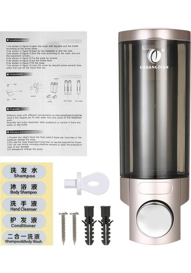 Ulzyvf Duvar Tipi 300ml Şampuan & Sıvı Sabun Dispanseri - Kilitli, Şeffaf, Çok Amaçlı Şampanya Altın Şampanya Altın