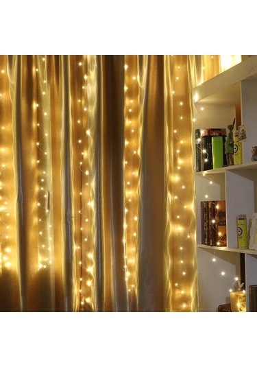 Novahub 300 Led Usb Kumanda Işıklı Perde Aydınlatma, 8 Modlu Su Geçirmez Işık Şeridi, İç/dış Mekan Kullanımı Beyaz Beyaz