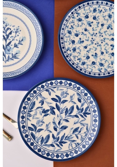Tabak Evi Porselen Blue Heaven Pasta Takımı 20cm 4 Kişilik 4 Parça Tvl4ptprs1194 Çok Renkli