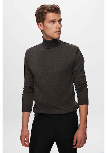 Ds Damat Regular Fit Antrasit Pamuk Karışımlı Balıkçı Yaka Triko Kazak 5HF06ORT12007 Antrasit