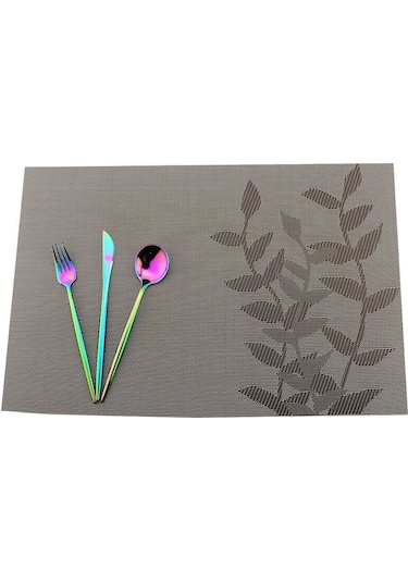 Kahverengi 6 Adet Pvc Masa Paspasları Kaymaz Su Geçirmez Placemats Yaprak Çiçek Ağacı Masa Dekoratif Paspaslar Mutfak Aksesuarları Kahverengi