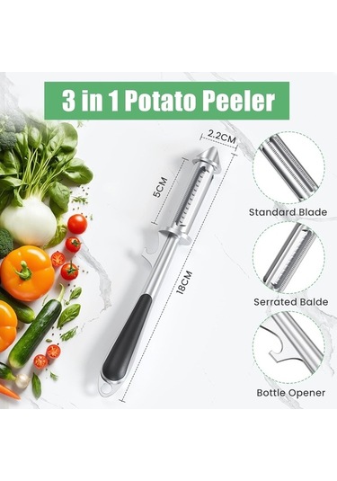 Ulzyvf Ve Ve Soyucu/julienne Soyucu, Soyucu, Siyah Sebze Saplı Patates Mutfak Meyve Keskin İçin Evrensel Ergonomik Döner Dilimleyici/şişe Çinko Bıçak Aradan Alaşımı Açıcı, 3 1 Lr Siyah