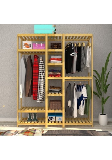 Corto - Açık Ahşap Gardırop