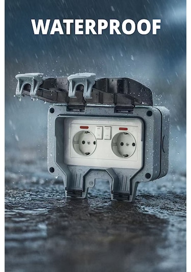 Dış Mekan 2'li Priz, 2 Akım Koruma Anahtarlı Ip 66 Akım Korumalı Priz