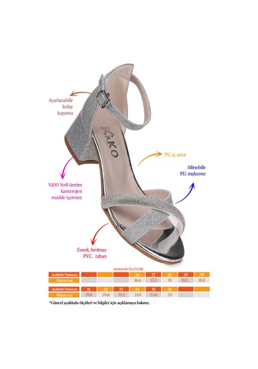 Kiko Kids Tanda Kum Simli Kız Çocuk 4 Cm Topuklu Sandalet Abiye Ayakkabı Gümüş Gümüş