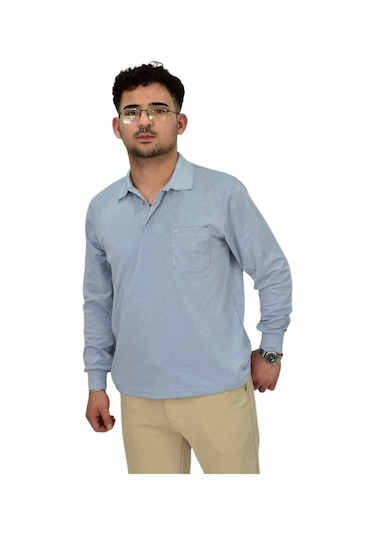 Dynamo Erkek Büyük Beden Mevsimlik Polo Yaka Sweatshirt 1-6830 Bgl-st04415 Mavi